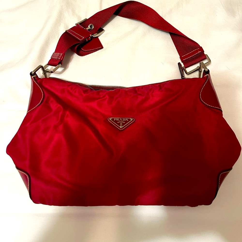 Red Nylon Prada bag, authentic.